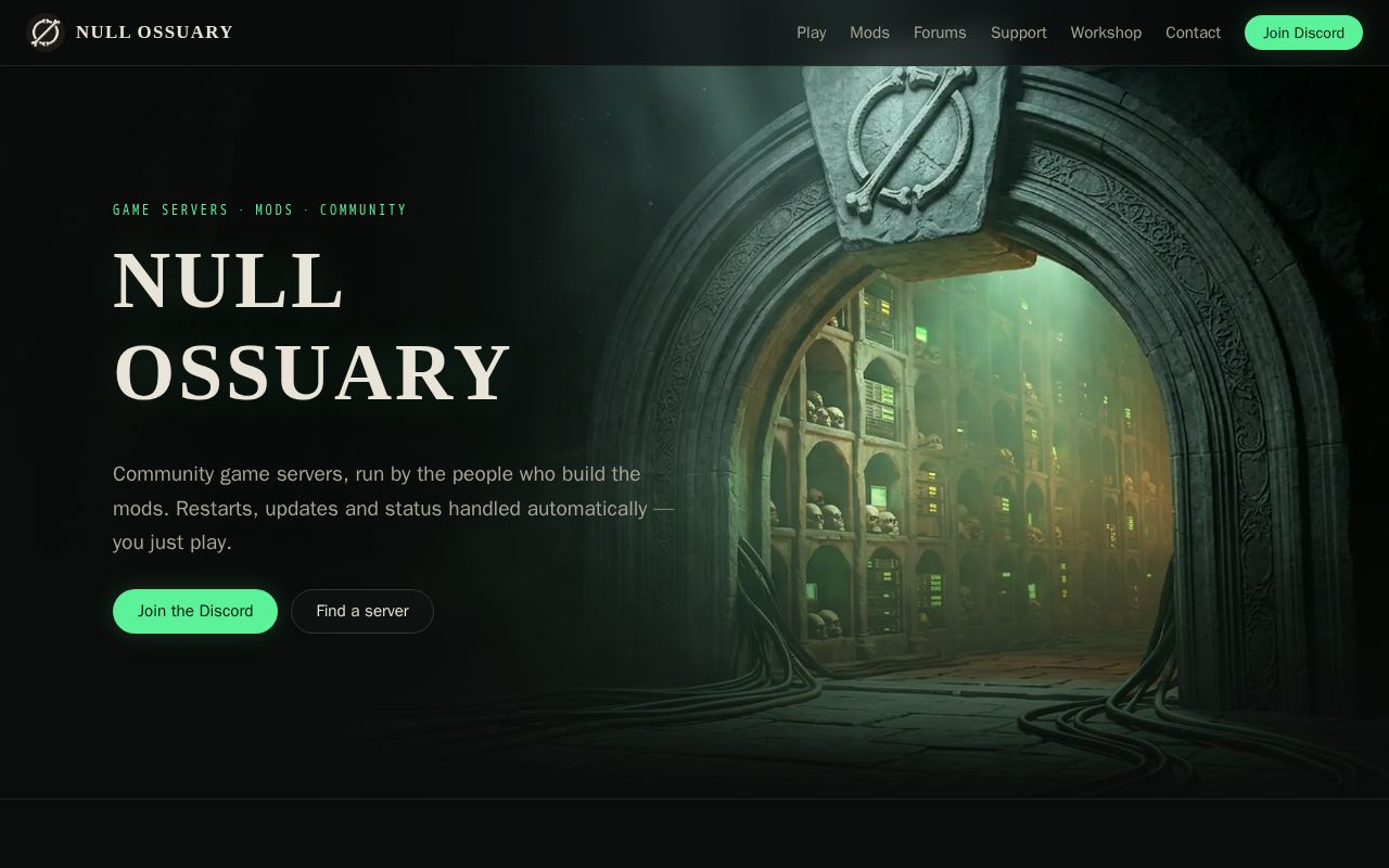 Preview of Null Ossuary website — nossuary.com