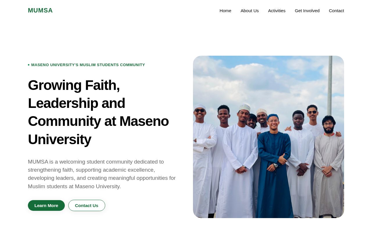 Preview of Website for Maseno University Muslim Students' Association (MUMSA).