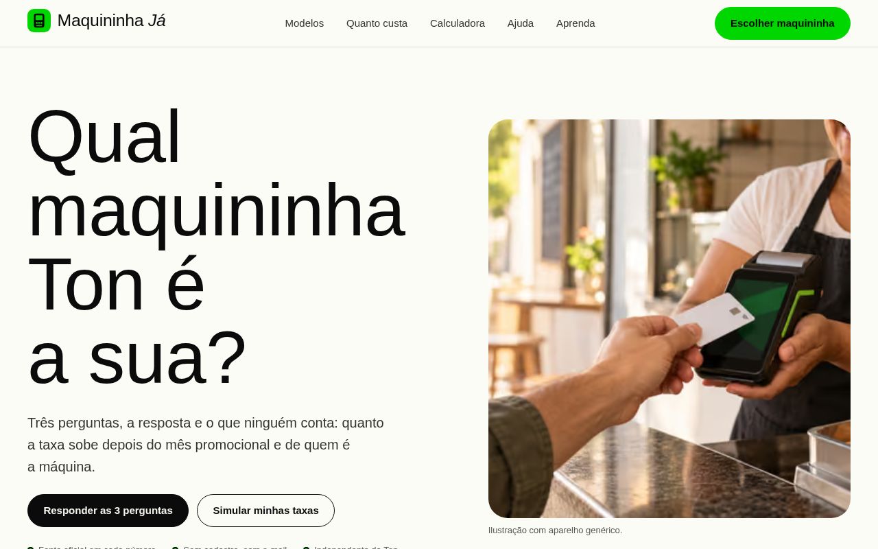 Preview of Maquininha Ton: modelos, taxas e qual escolher