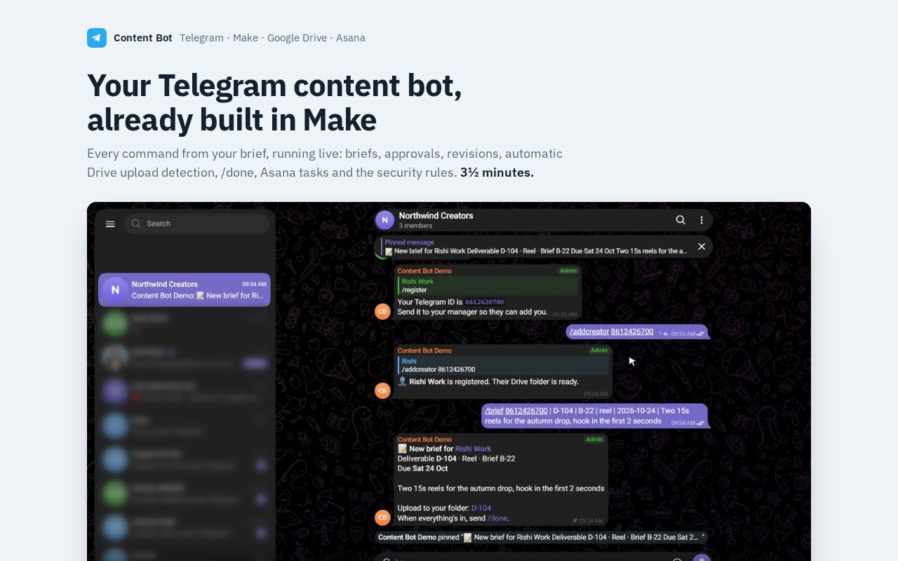 Preview of Telegram Content Bot Demo