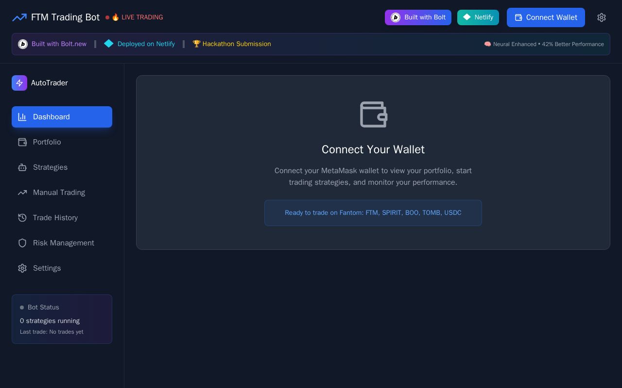 Preview of Automated FTM Trading Bot - Powered by bolt.new and netlify
