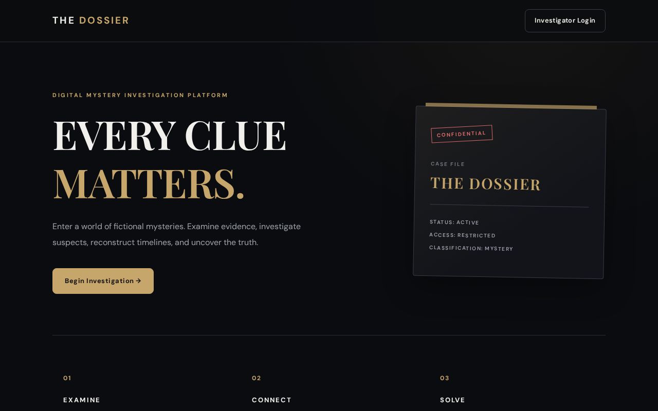 Preview of The Dossier FrontEnd