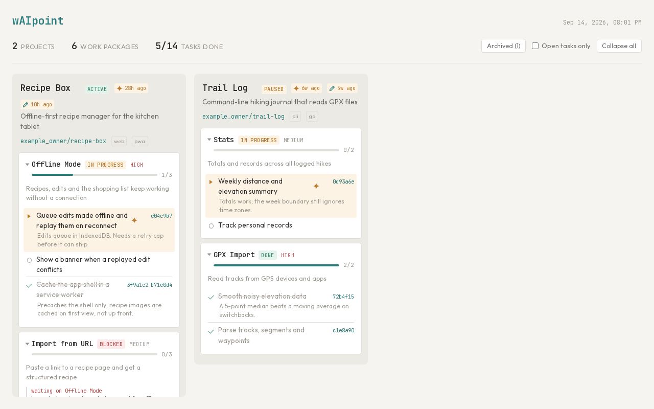 Preview of Lightweight project tracker for LLM coding agents, with a GitHub repo as the database