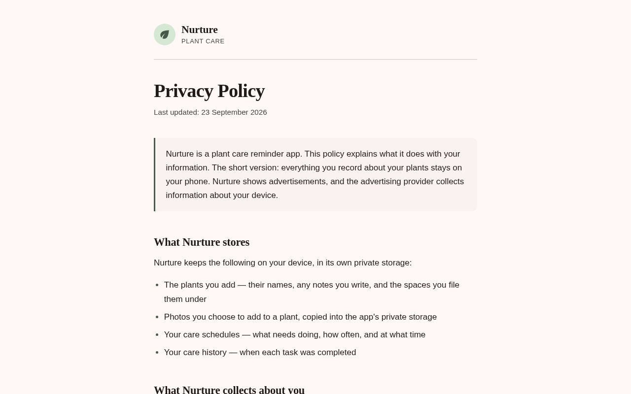 Preview of Nurture Privacy