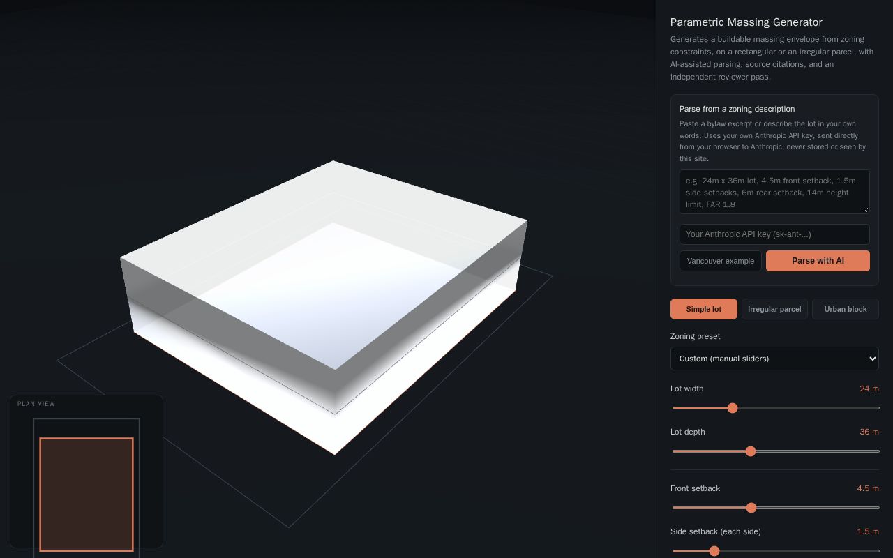 Preview of Parametric Massing Generator