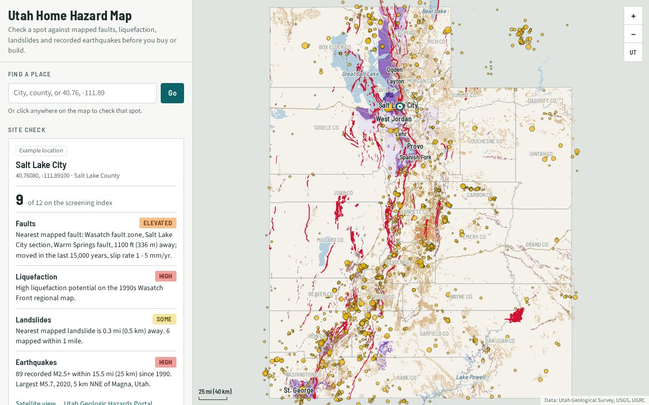 Preview of Utah Home Hazard Map