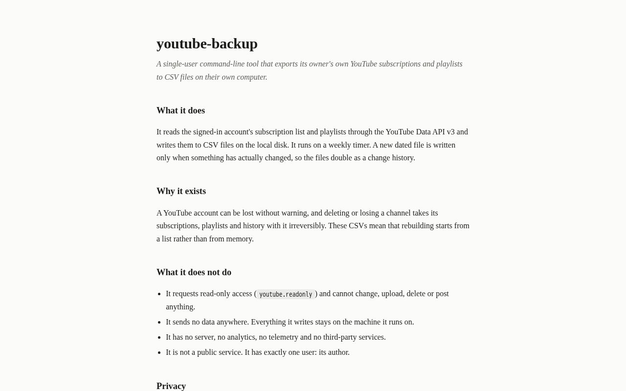 Preview of Youtube Backup