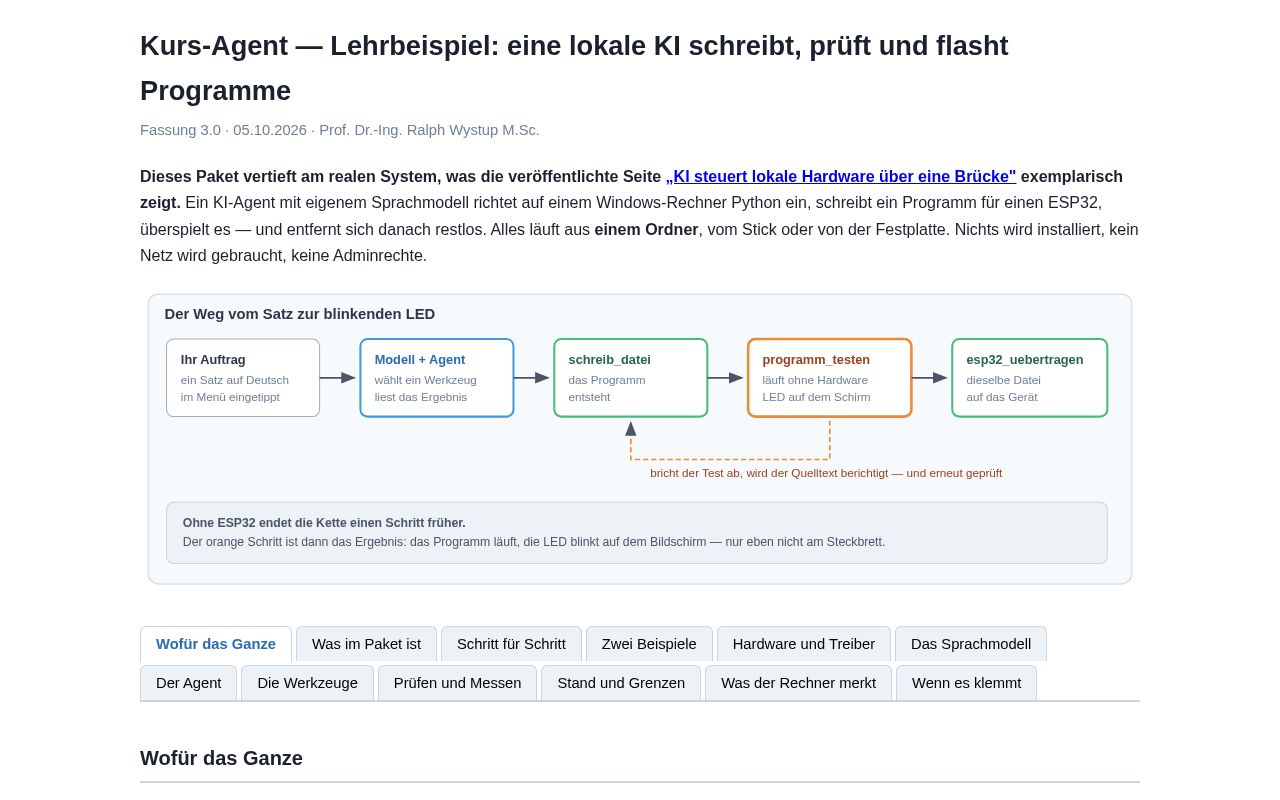 Preview of Kurs Agent Lokale KI Schreibt Prueft Und Flasht Programme ESP32 Als Beispiel