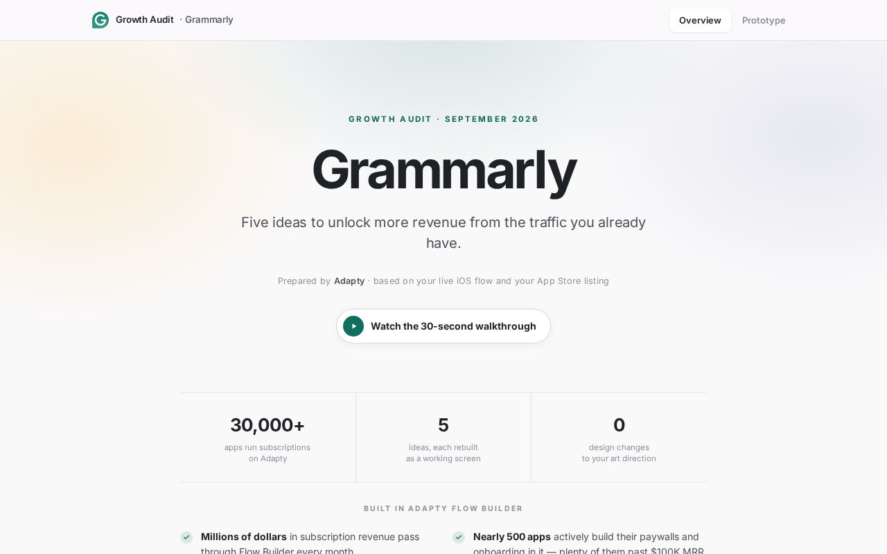 Preview of Grammarly Flow Rebuild