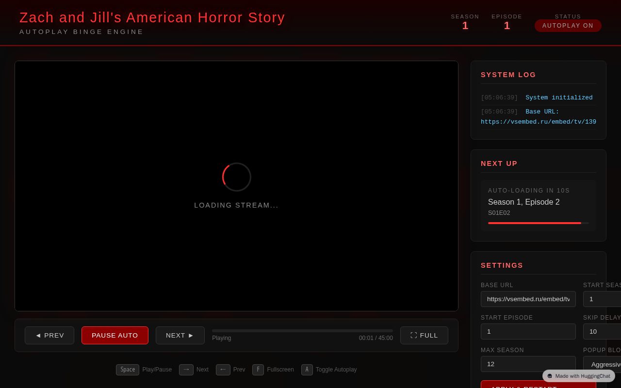 Preview of Zach and Jill's American Horror Story Autoplayer