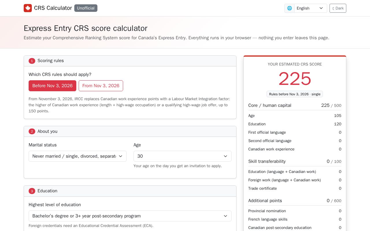 Preview of Canada Crs Calculator