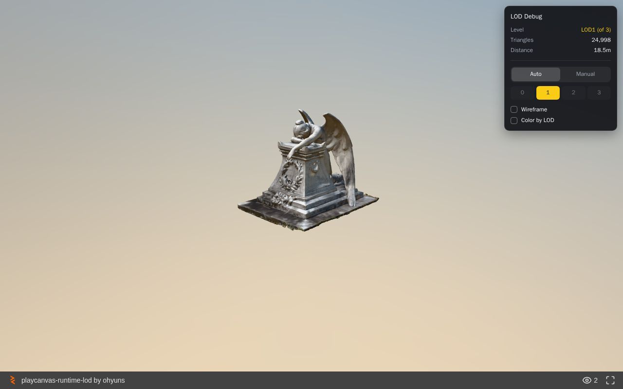 Preview of Playcanvas Runtime Lod