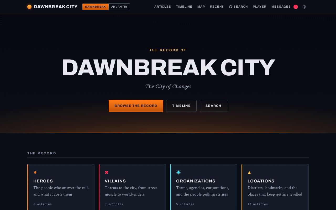 Preview of The living record of Dawnbreak City — an original Invincible RPG setting