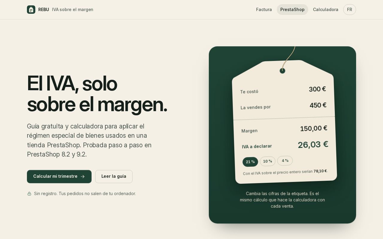 Preview of REBU en PrestaShop: cómo aplicar el IVA sobre el margen, paso a paso