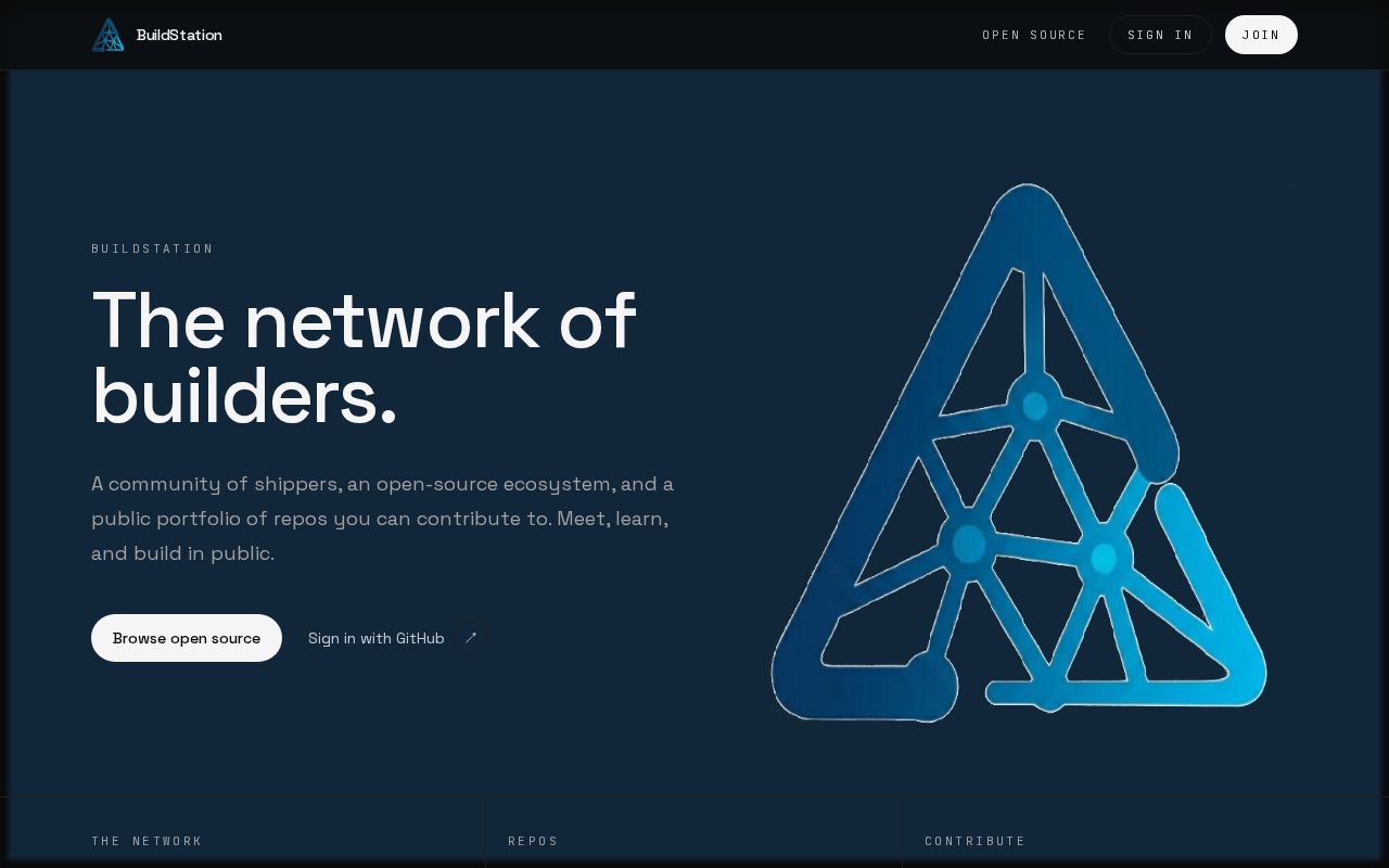 Preview of BuildStation — open-source portfolio of a builders network