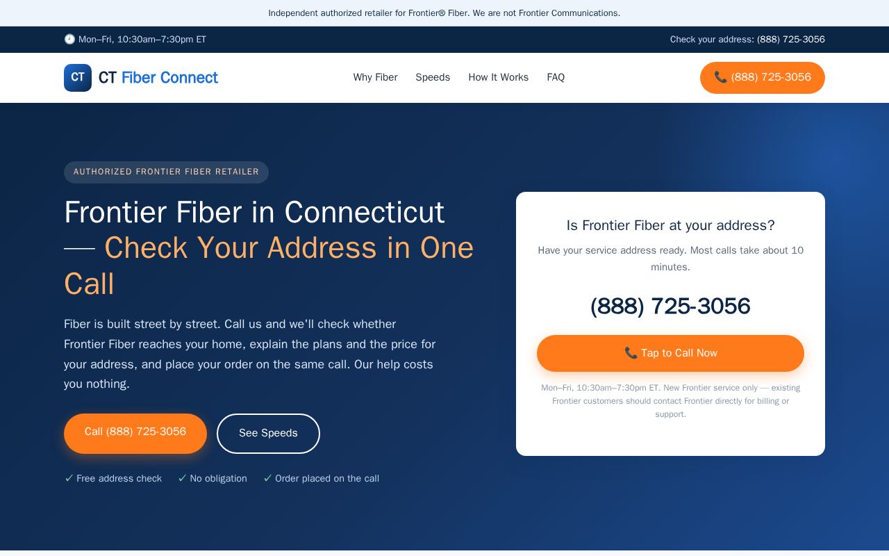 Preview of Ctfiberconnect Site