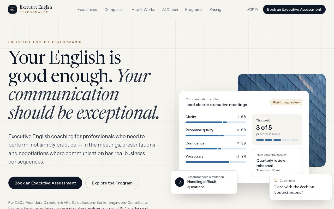 Preview of Executive English Performance
