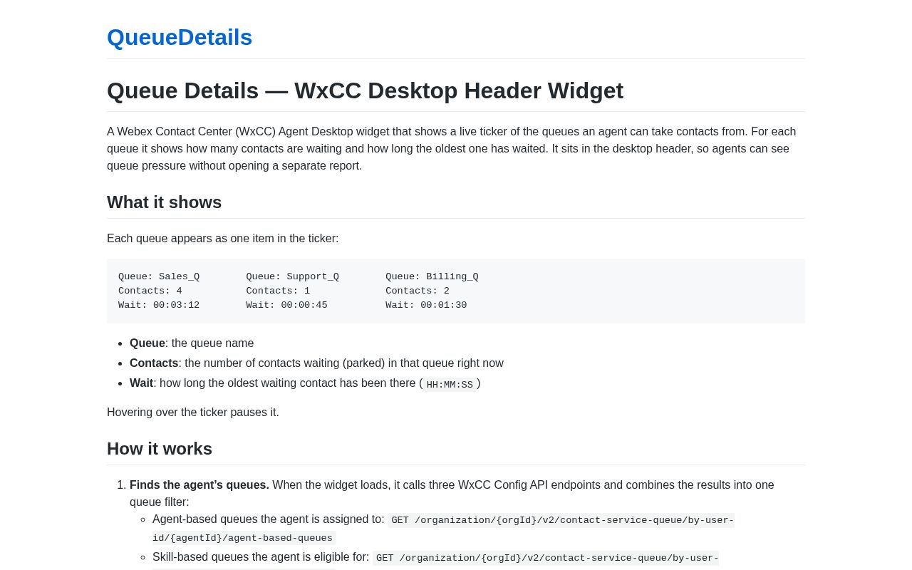 Preview of QueueDetails