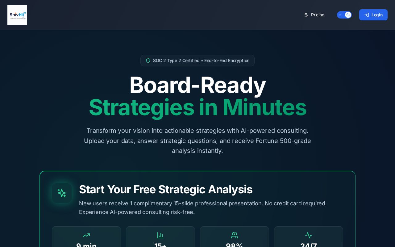 Preview of ShivHitAI Strategy Consultant