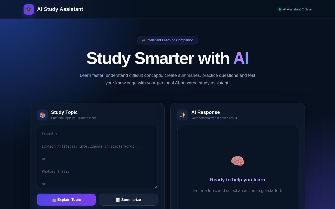 Preview of AI Study Assistant