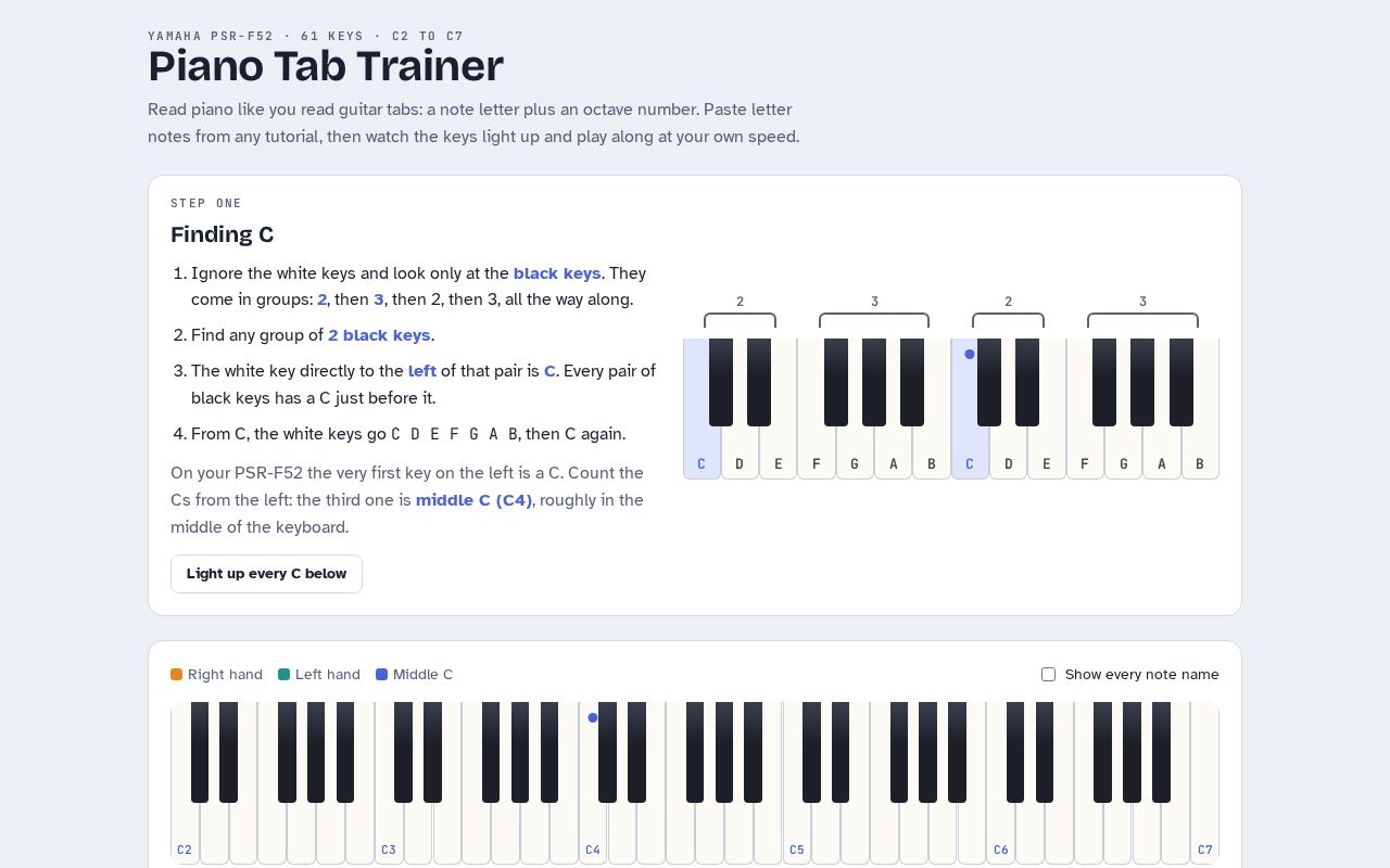 Preview of Piano Trainer App