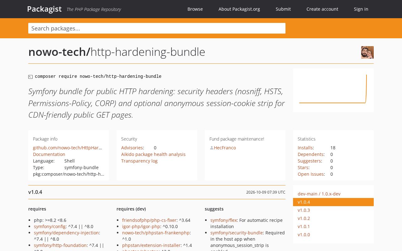 Preview of HttpHardeningBundle