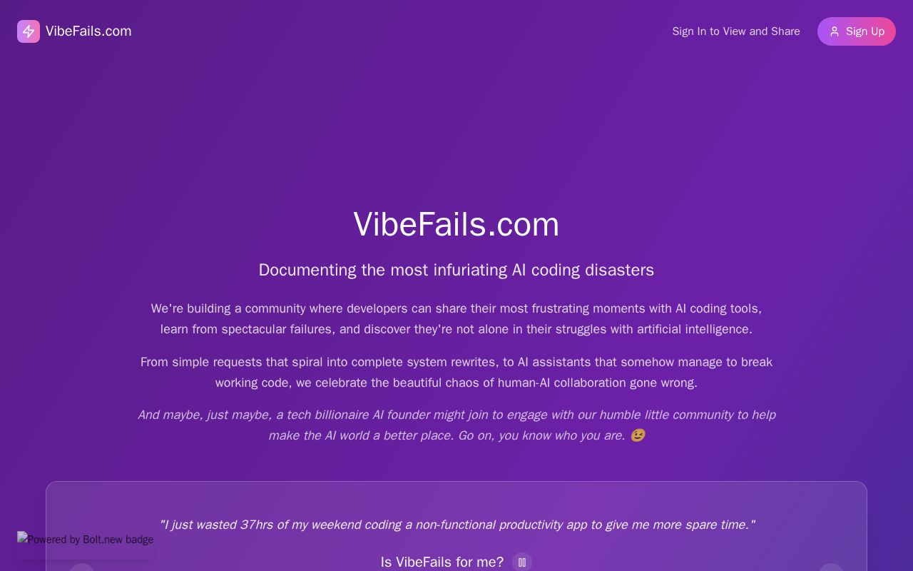 Preview of VibeFails