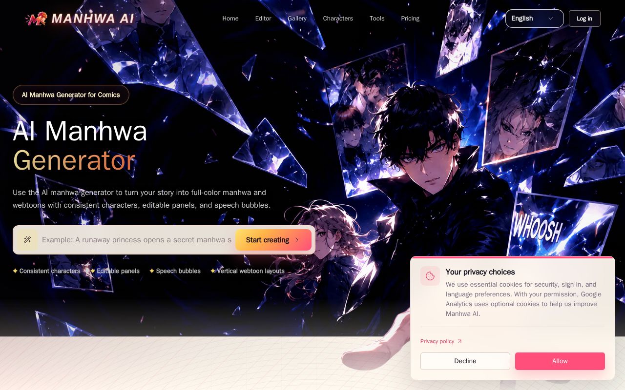 Preview of AI Manhwa Generator