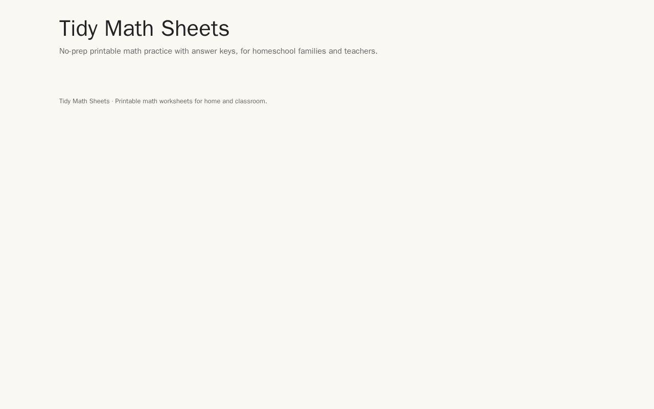 Preview of TidyMathSheets Github Io