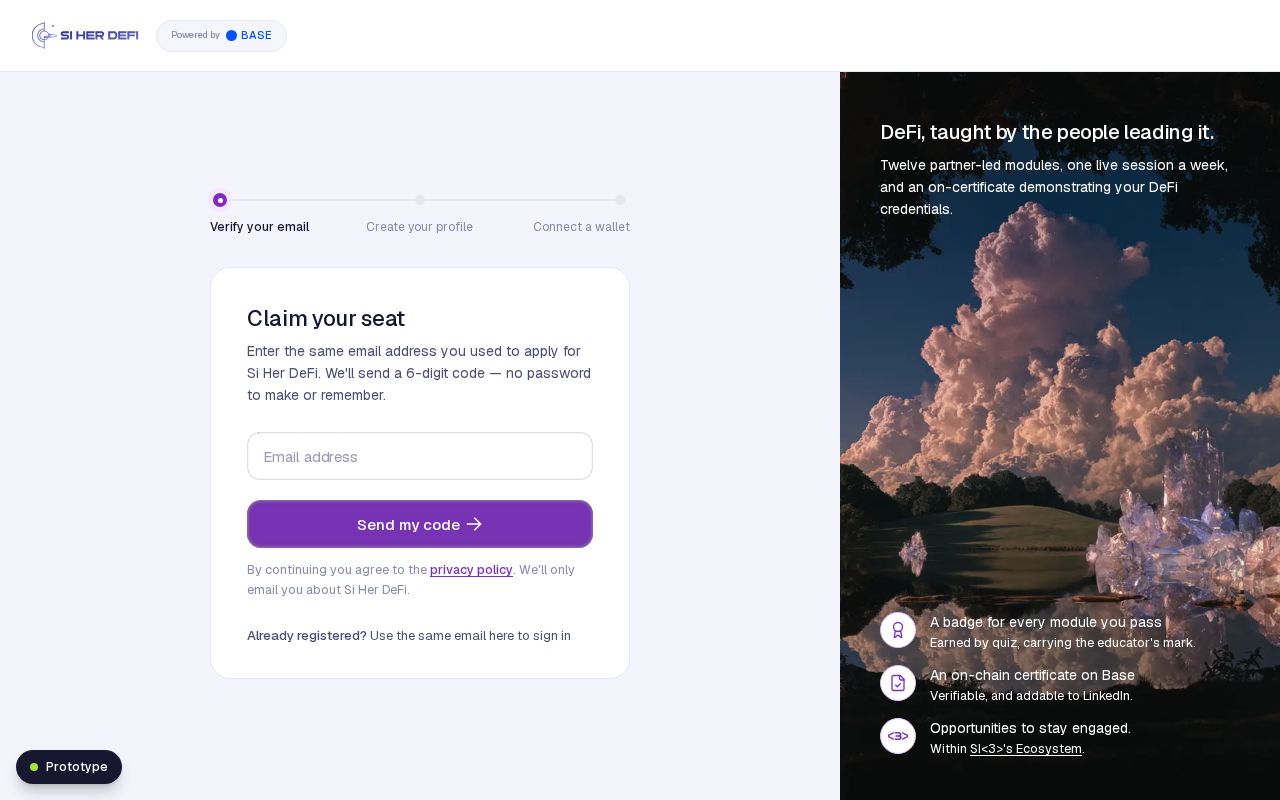 Preview of Si Her Defi App Prototype