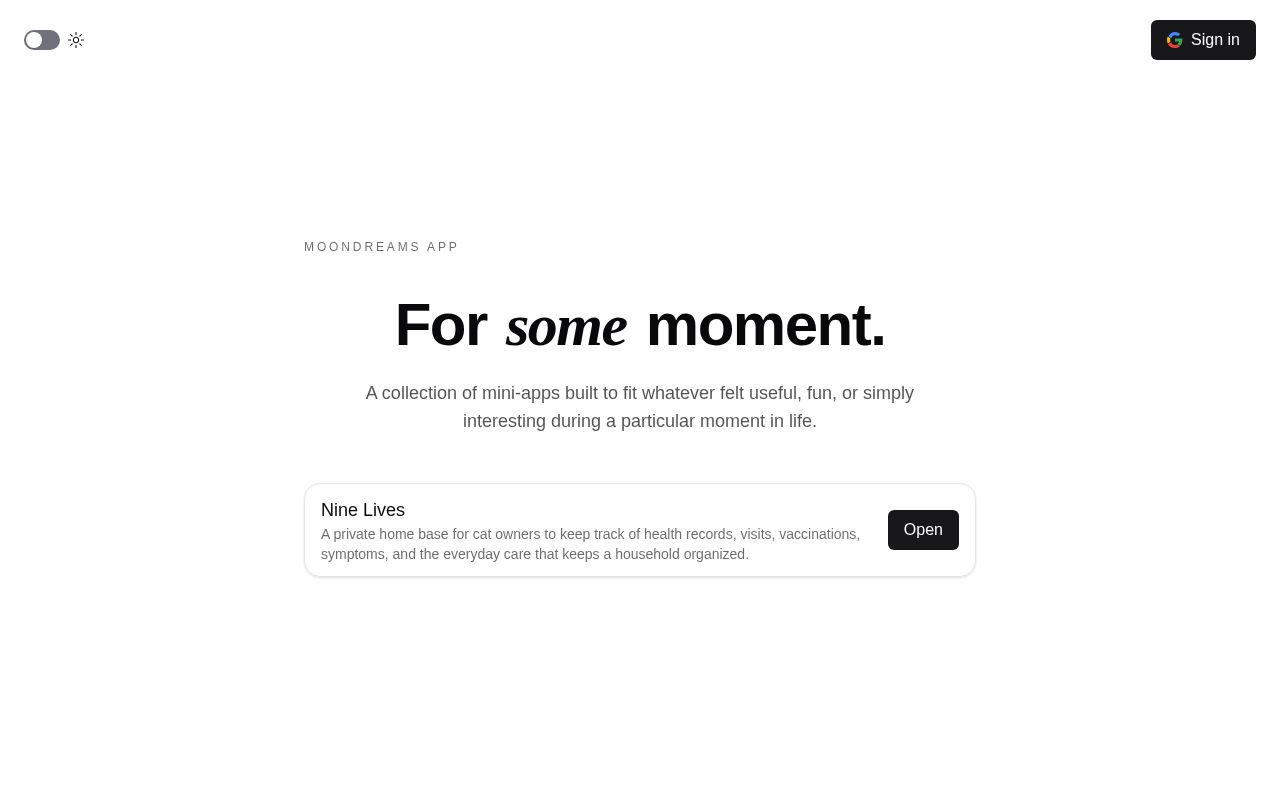Preview of Holds interactable, small apps for MoonDreams Dev