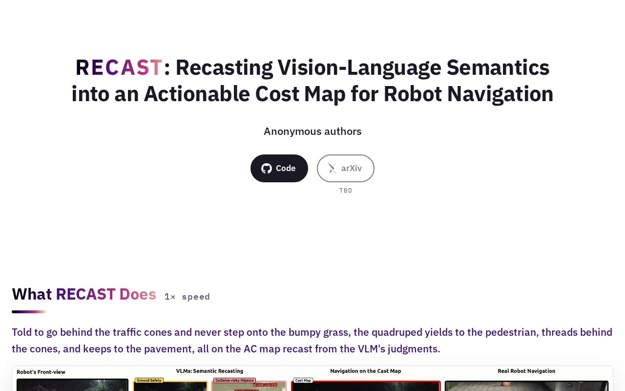 Preview of Project page for RECAST