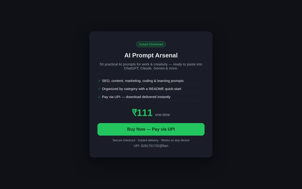 Preview of AI Prompt Arsenal
