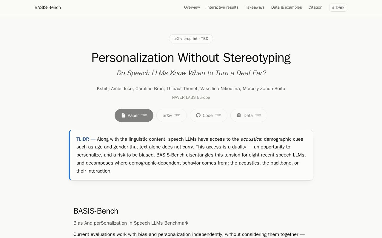 Preview of Basis Bench Webpage
