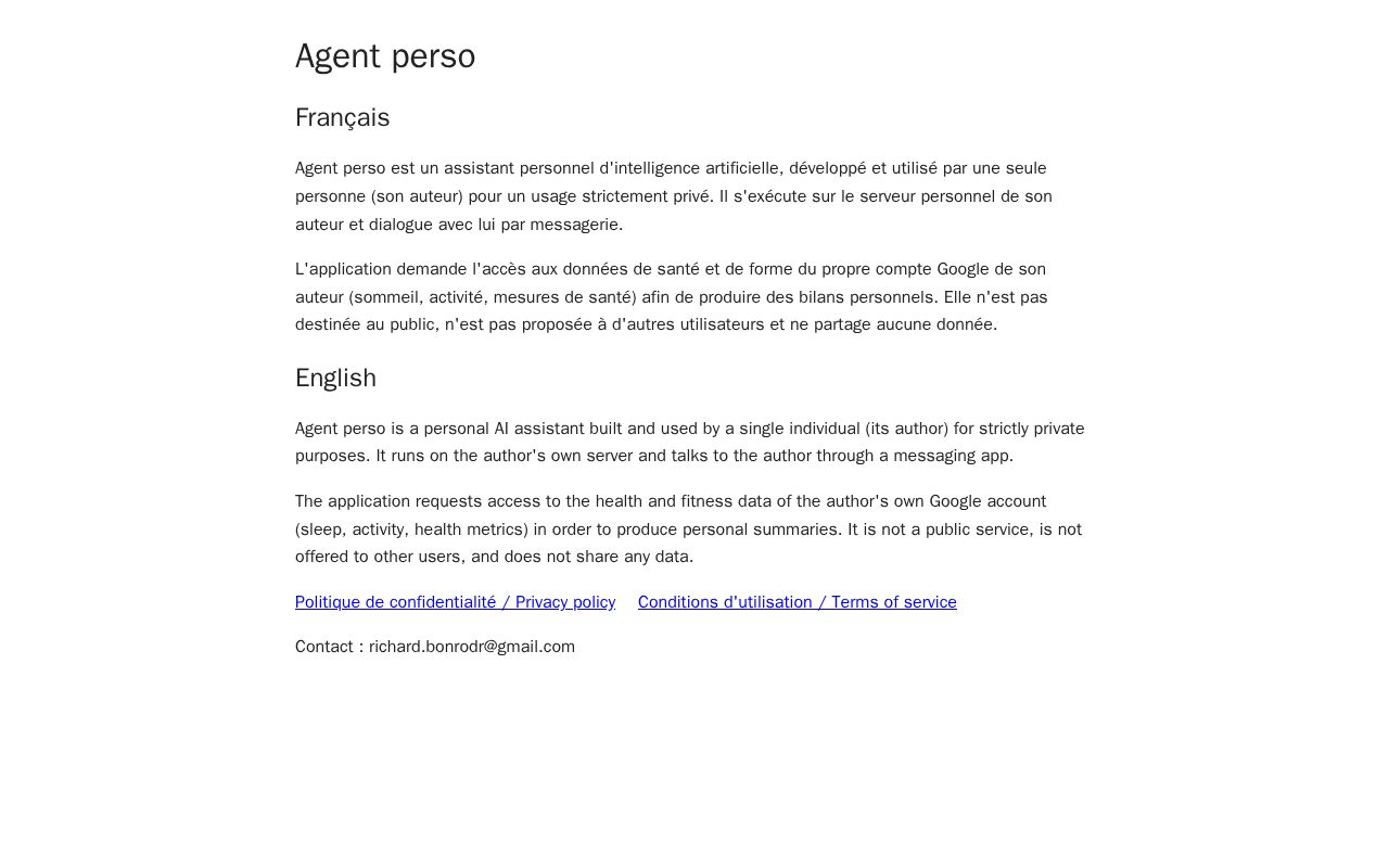 Preview of Agent perso