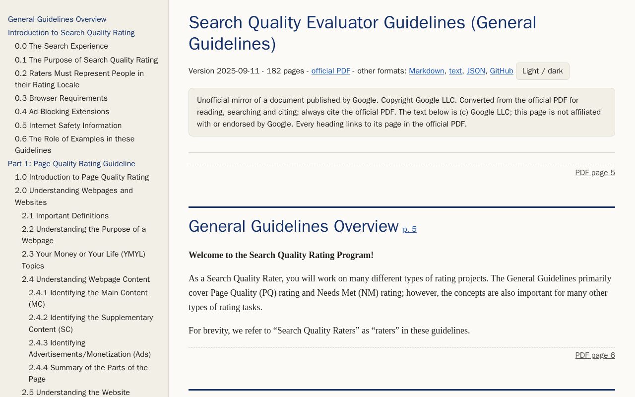 Preview of Google Search Quality Rater Guidelines