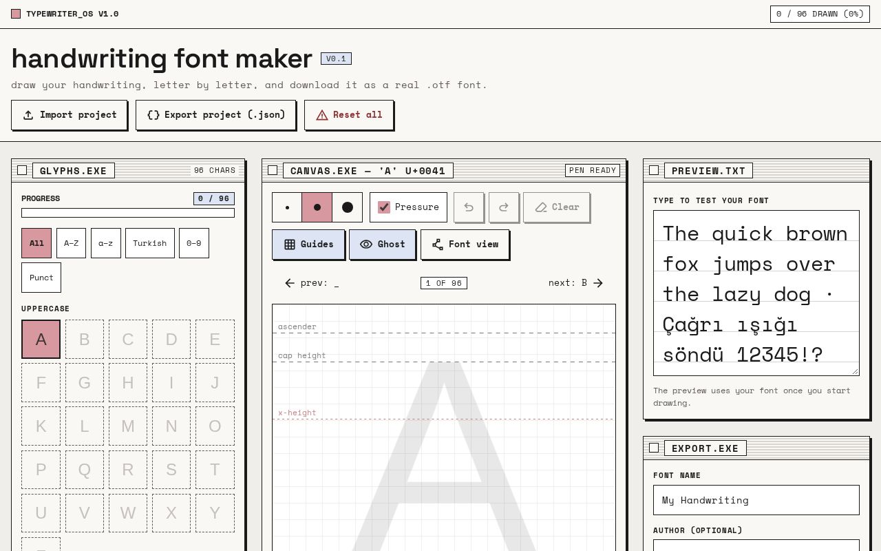 Preview of Handwriting Font Maker