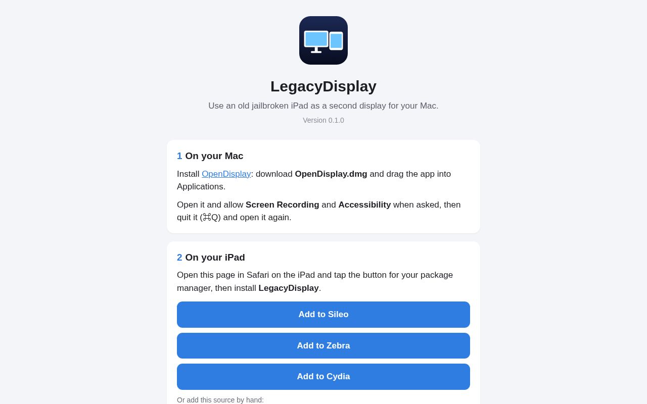 Preview of Opendisplay Legacy Ios