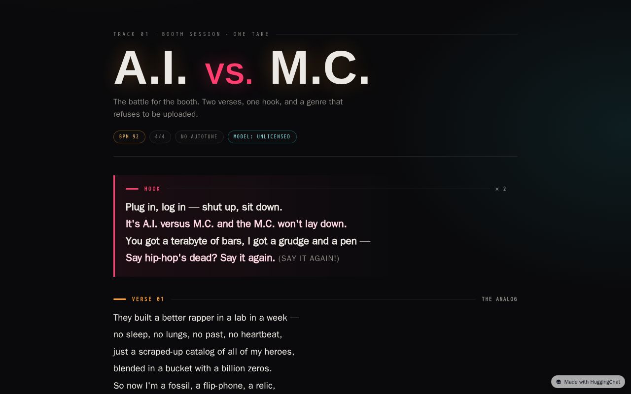 Preview of A.I. vs. M.C. — Rap Battle Lyric Sheet