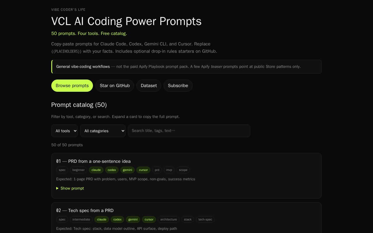 Preview of VCL AI Coding Prompts