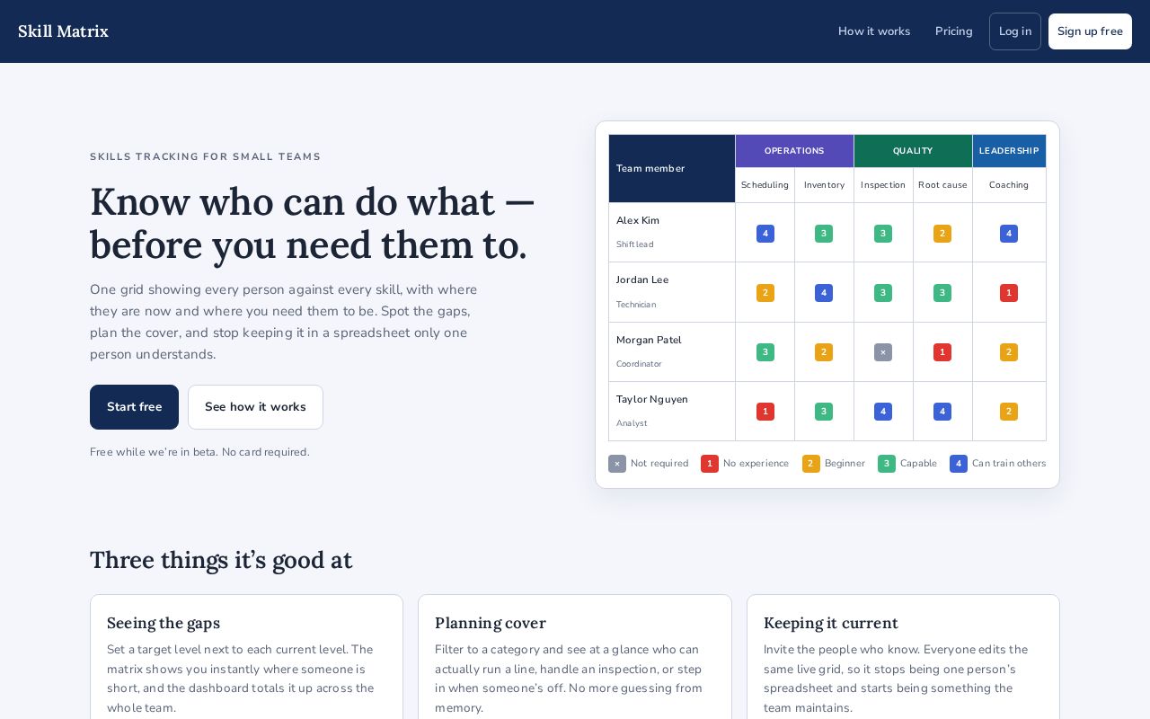 Preview of Skill Matrix App