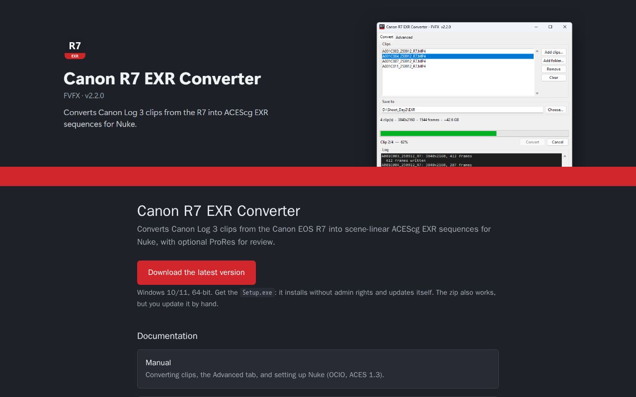 Preview of Canon R7 EXR Converter