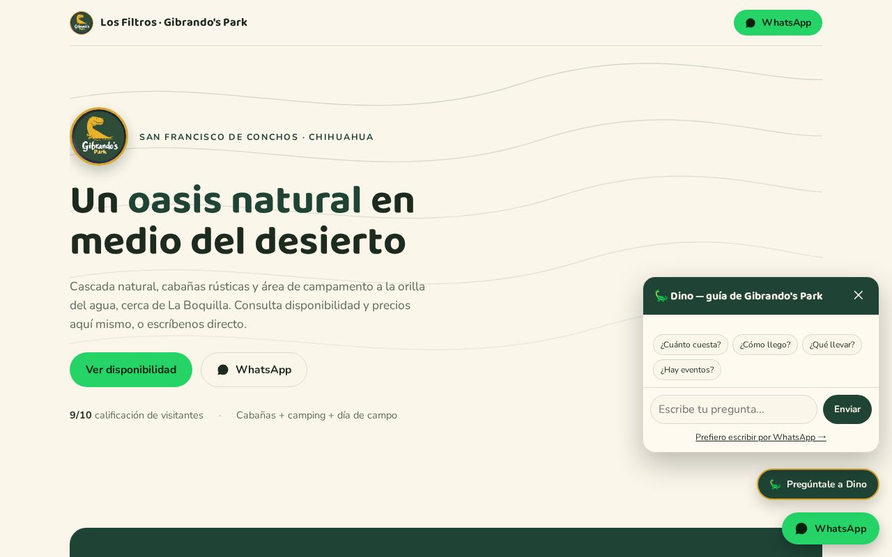 Preview of Sitio web de Los Filtros Gibrando's Park (San Francisco de Conchos, Chihuahua)