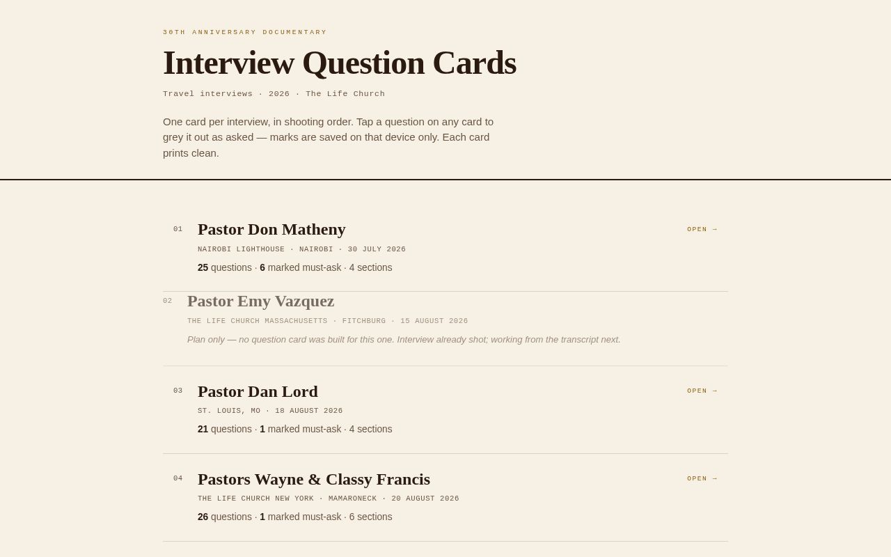Preview of Interview Questions Index