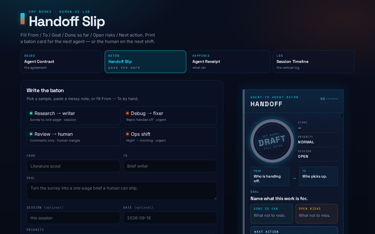 Preview of Handoff Slip
