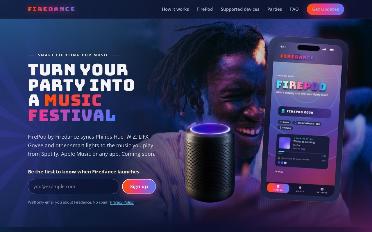 Preview of Firedance: Smart lights that sync to your music
