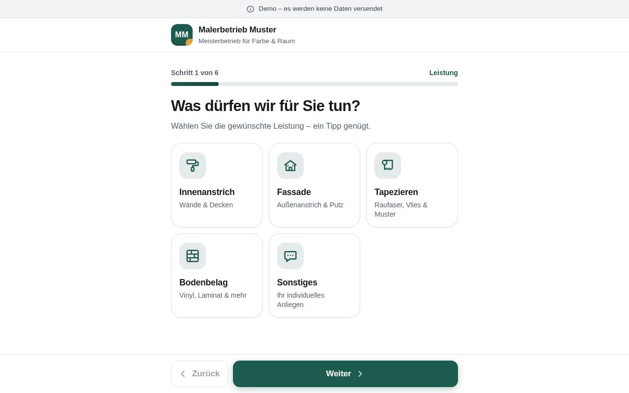 Preview of Anfrage Demo