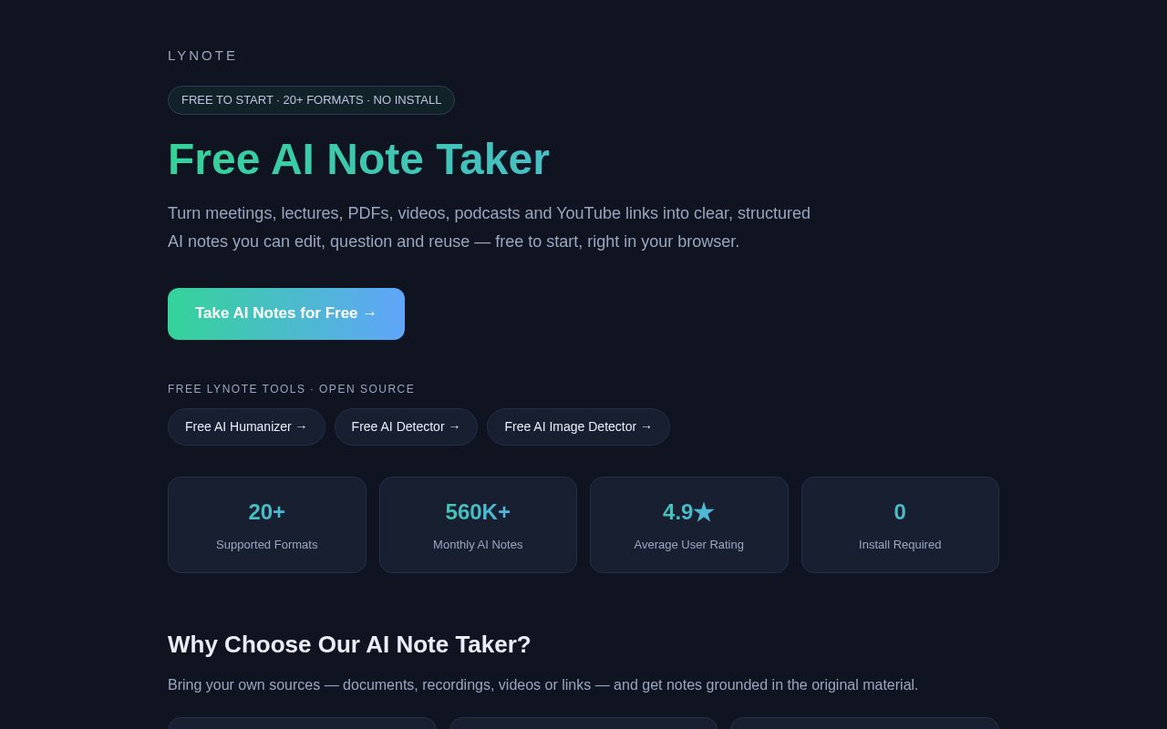 Preview of Free AI Note Taker