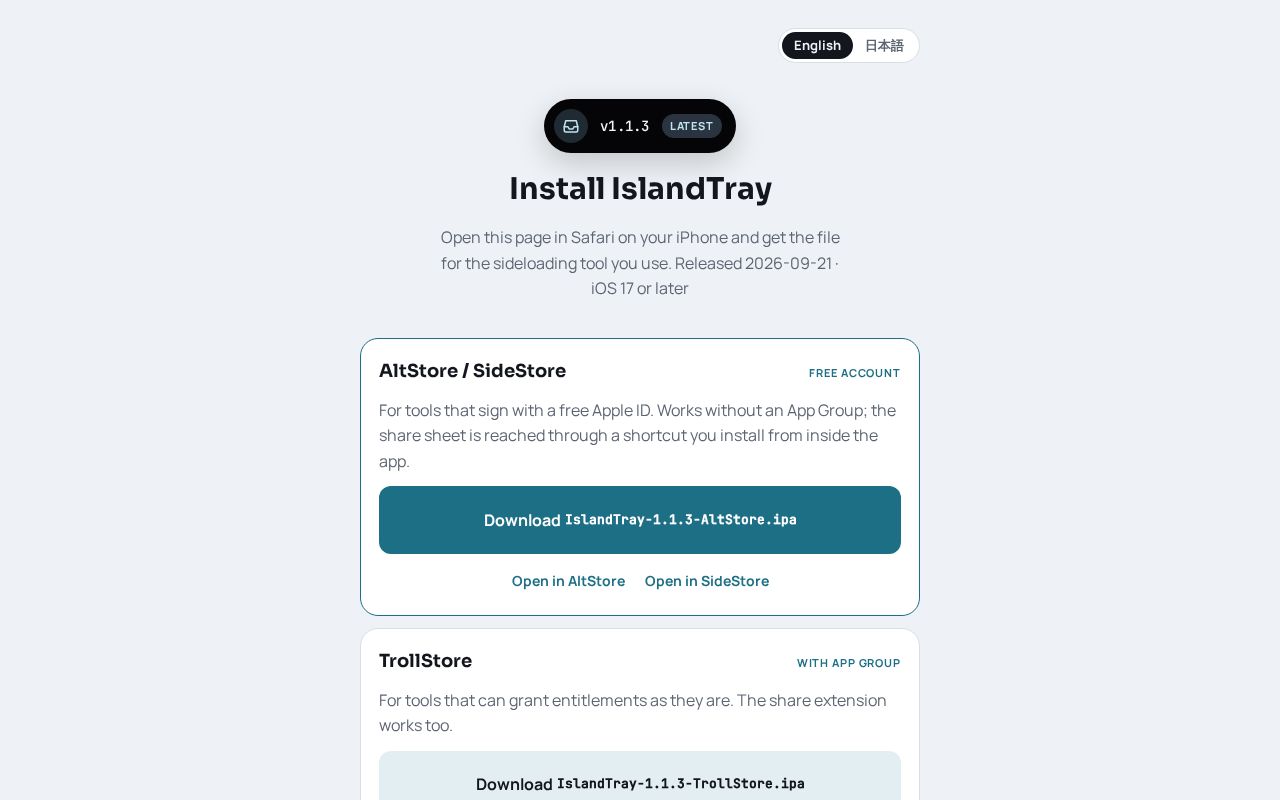 Preview of IslandTray Install