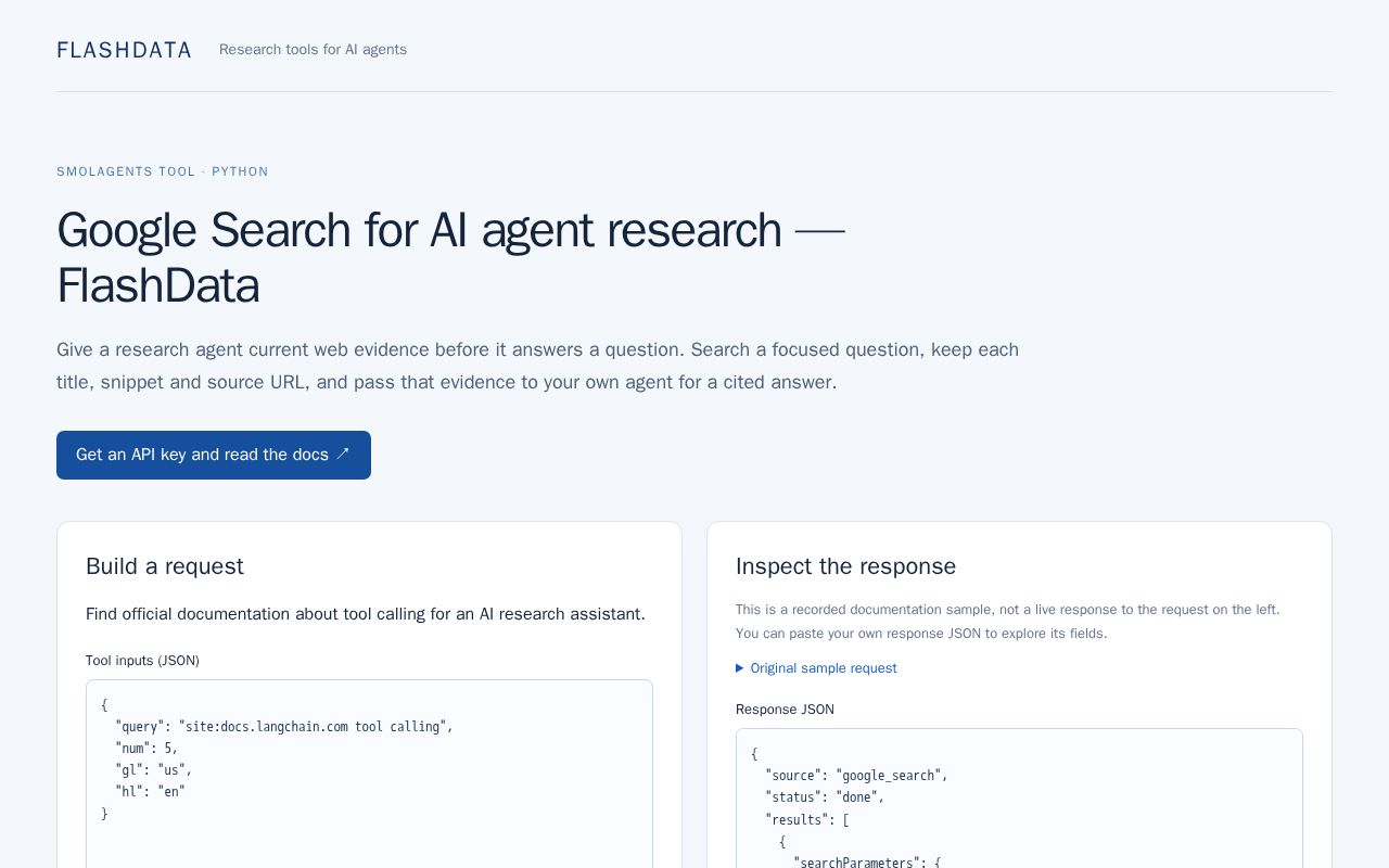 Preview of Google Search for AI agent research